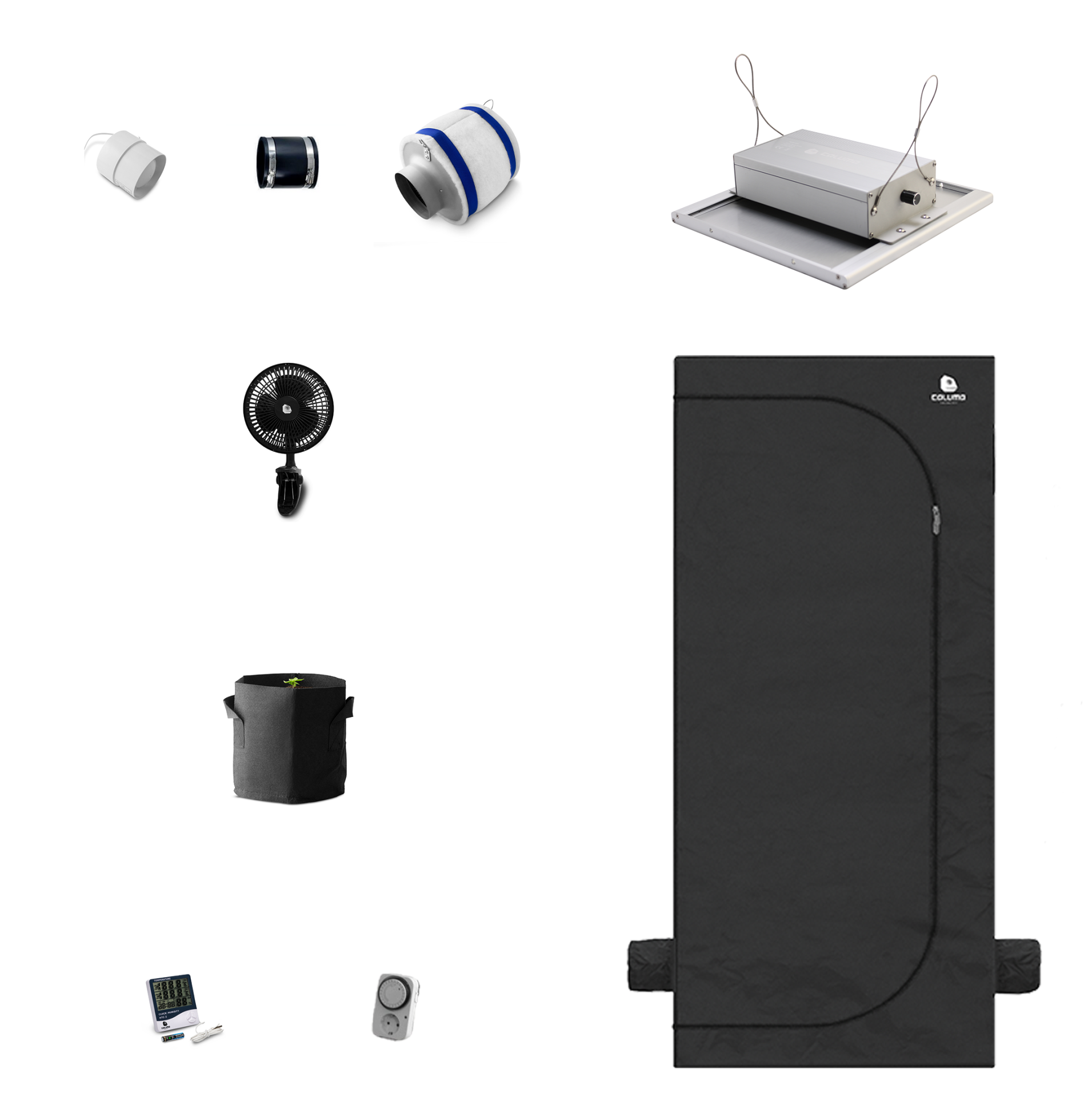 Growbox Komplettset 75W LED 60x60cm - Caluma Set - 1 Plant